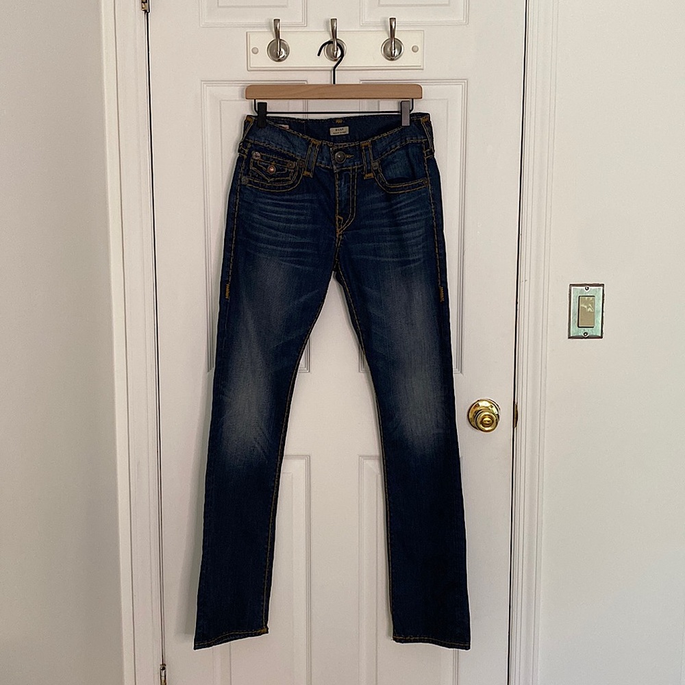 True Religion ‘Ricky’ Camel Stitch Relaxed Straight Jeans - Size 29